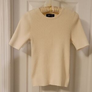 Truth Cream Ribbed Short Sleeve Top